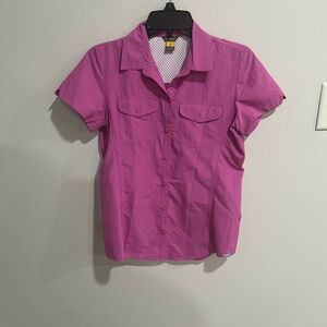 Eddie Bauer Pink Plaid Hiking Button Up Shirt